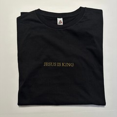 Jesus Is King Stitched Gold Embroidery T-Shirt Embroidered Christian God is Good
