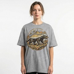 Honey Badger Fearless Wild Animal Mountain Vintage Badge t-shirt Nature Tee