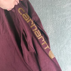 Carhartt K231 PRT Loose Fit Long Sleeve Logo Graphic T-Shirt Maroon Mens XL