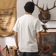 American retro T-shirt men new short-sleeved men summer Henry collar