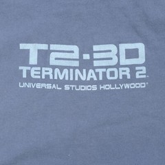 Rare VTG UNIVERSAL STUDIOS HOLLYWOOD Terminator 2 3D T Shirt 90s 2000s Blue SZ L