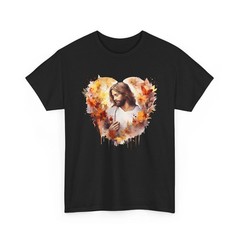 Fall Aesthetic Jesus Christ Autumn Leaves Pumpkin Black T-Shirt