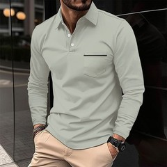 Mens Casual Shirts Grandad Long Sleeve Smart Work Business Golf Solid Tops