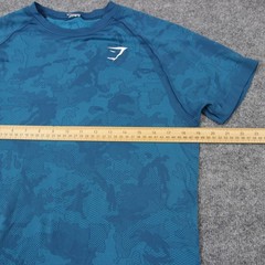 GymShark Camo T Shirt Men’s Small Training Blue Performance Workout Logo Mesh