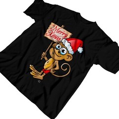 1Tee Mens Christmas Cheeky Monkey with Santa Hat T-Shirt