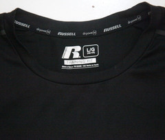 Large Russell Black Poly Spandex Crew Neck Tee T-Shirt Mens Lightweight WS263