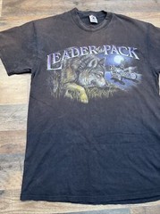 Motorcycle Biker Leader Of The Pack Wolf Graphic Shirt Size Large Delta NJ Faded