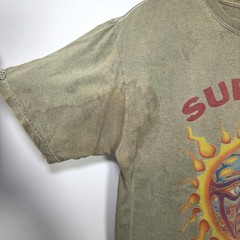 Vintage Sublime T-Shirt Medium Green 2002 Rock Band Tee Sun Face Y2K Distressed
