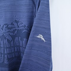 Tommy Bahama IslandZone Mens Large Blue Palm Tree Graphic Long Sleeve Shirt L/G