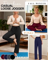 4 Pack Women’s Yoga Lounge Pants Wide Leg Sweatpants Loose Jogging Pockets Dr…