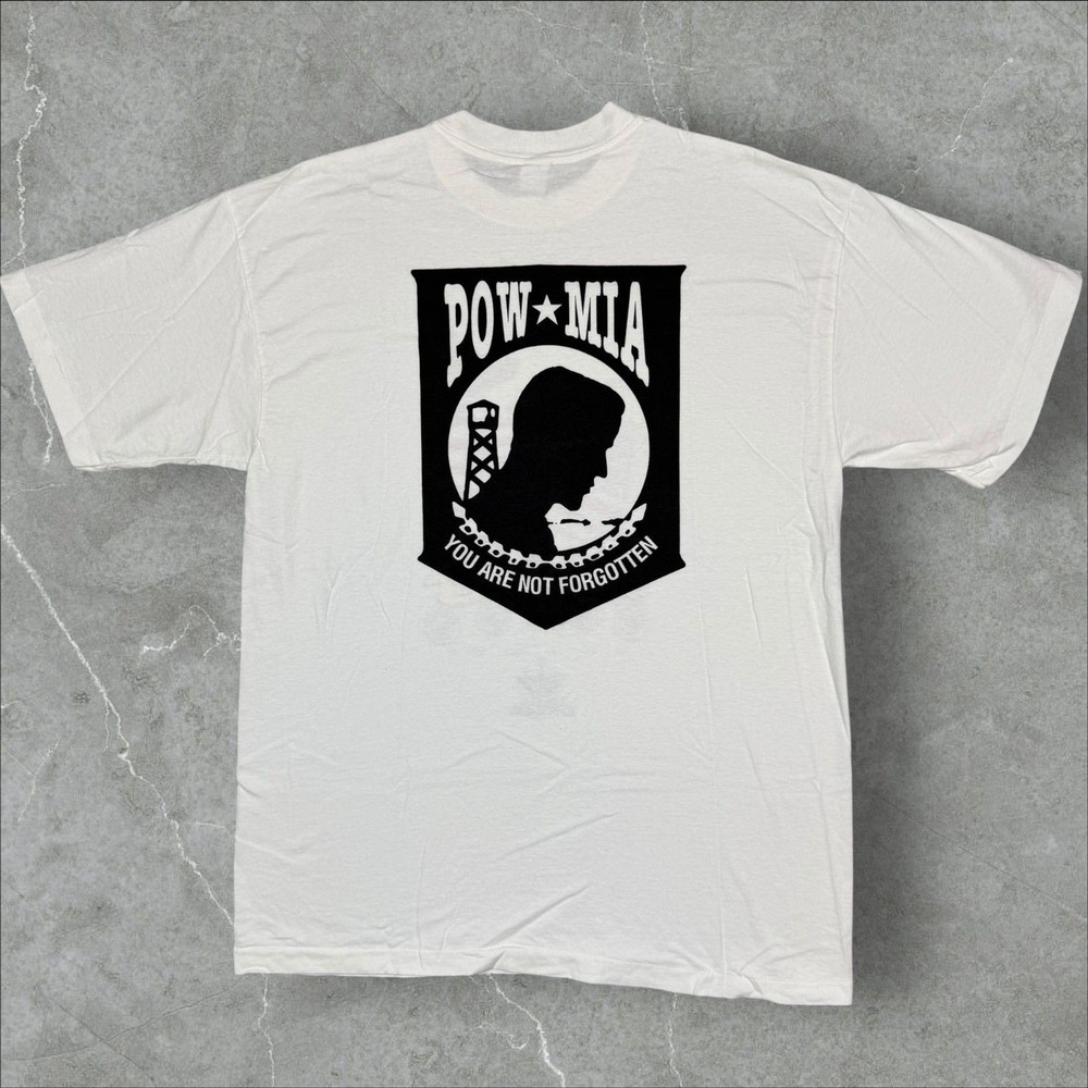 Vintage POW MIA USA Flag Military Memorial Event Single Stitch T Shirt – Large