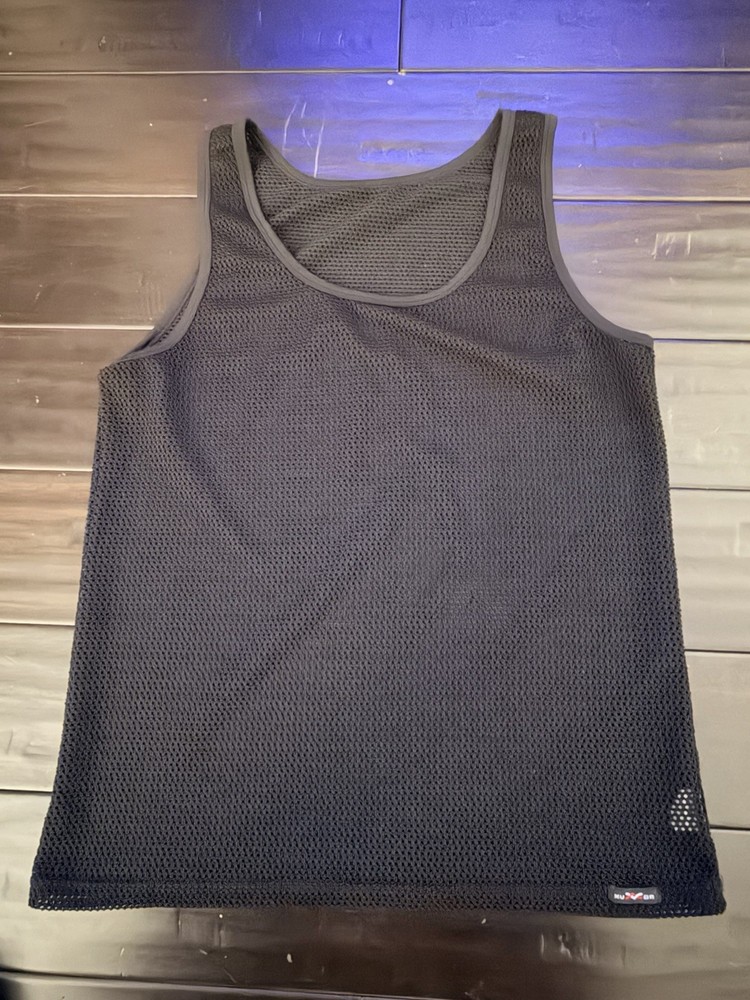 Xuba Black Fishnet Mesh Tank Top Mens XL Beach Sports Athletic