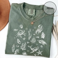 Comfort Tee Garment Dyed Sea Life Ocean Marine Life Soft Cotton
