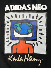 Adidas Neo x Keith Haring Drop Shoulder Sleeve T-Shirt Men’s Sz M Black Cotton