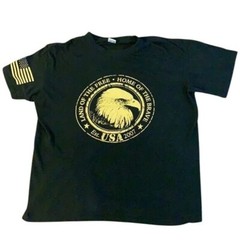 Land of the Free Home of the Brave T-shirt Men’s Large USA Flag Black Casual