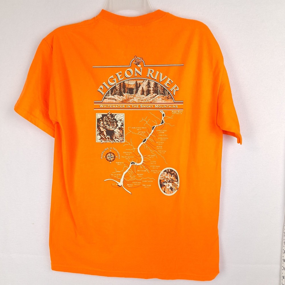 Nantahala Shirt M Bright Orange Outdoor TN Smoky Mountains Pidgeon River Casual