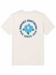 Brooks Brothers Men’s Large Ivory Floral Graphic T-Shirt 100% Cotton Logo Tee
