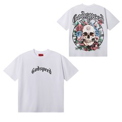 Godspeed Floral Skull Skeleton Vintage Streetwear Graphic Tee T-Shirt
