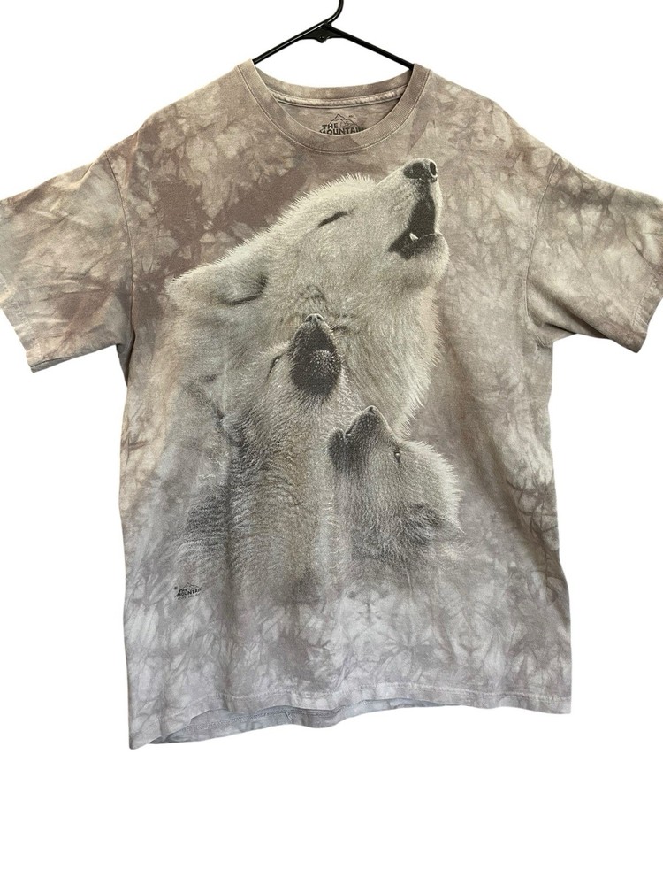 The Mountain Gray Wolf Graphic Print T-Shirt Men’s L Crew Neck Short Sleeve