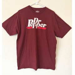 Dr Pepper T-Shirt XL Maroon Soda Pop Graphic Tee Vintage Style Retro Soft Cotton