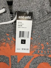 Ecko Unltd Shirt Mens Large Gray Marled Short Sleeve Hoodie Graphic EO12K821
