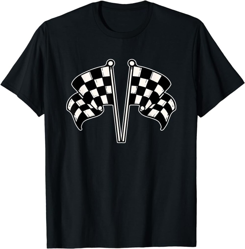 Car Racing Checkered Flag T-Shirt, Sport Racer T-Shirt,S-5XL, Unisex Tees