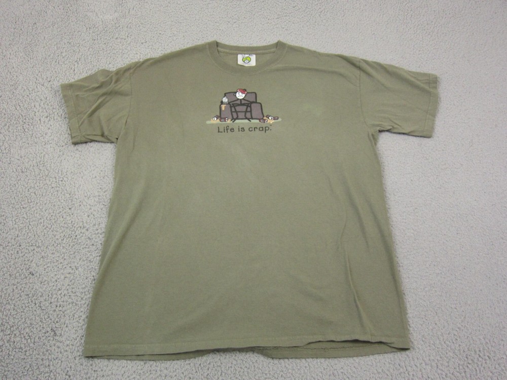 Vintage Life is Crap Shirt Mens Extra Large XL Green Drinking Beer Sick Tee