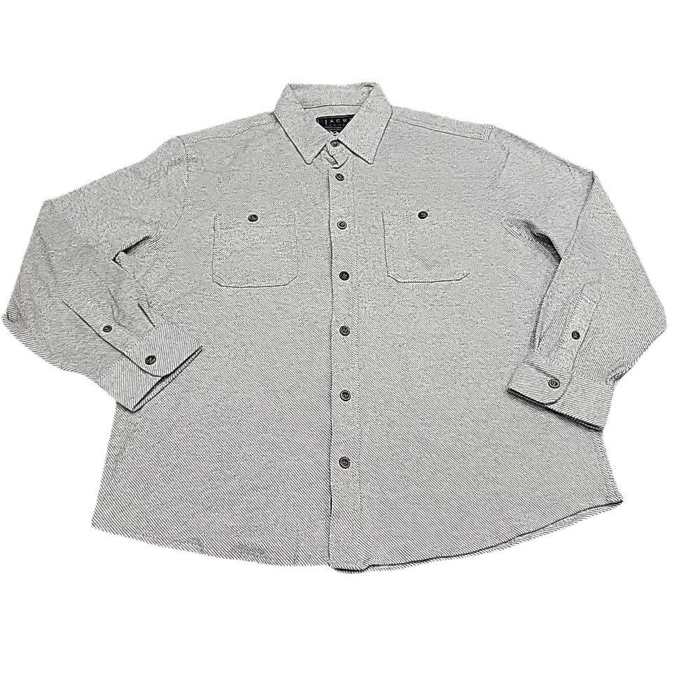 Jachs Mens Shirt X-Large Size Light Gray Button Front Long Sleeves Top