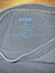 Kuhl Men’s Large T Shirt Born in the Wild Wildfibre Organic Cotton Navy Tee Logo
