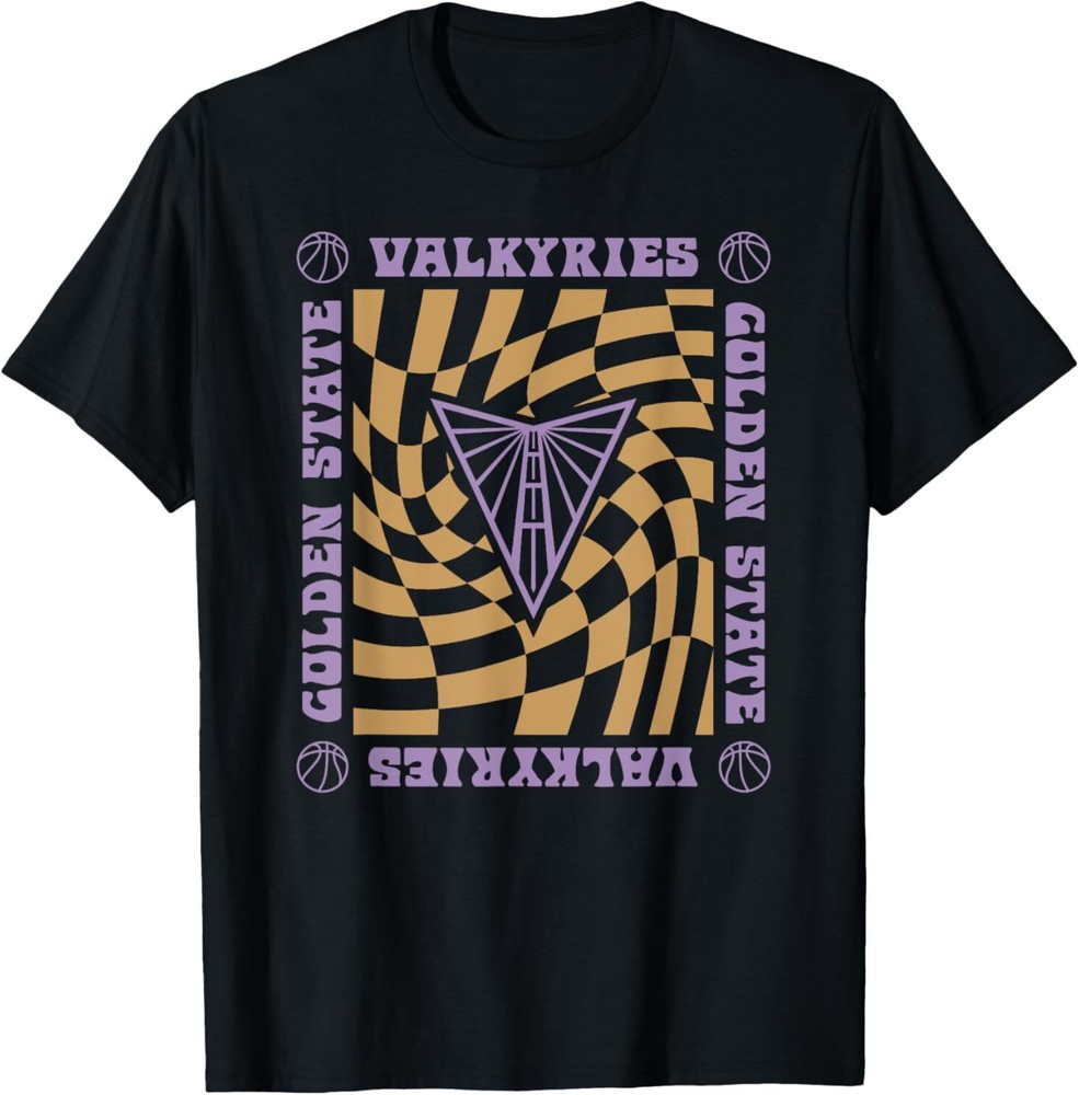 Golden State Valkyries Retro Wavy Checkerboard T-Shirt