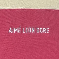 Aime Leon Dore Striped Ribbed Collar T Shirt Cream Red Green Men’s Size Medium