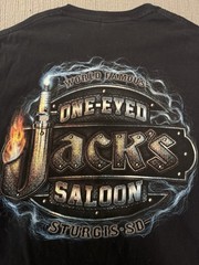 One-Eyed Jacks Saloon Sturgis SD Black Double-Sided Graphic Tee Men’s L