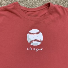 Life is Good Shirt Mens Large Red Casual Baseball Outdoors Cotton Crusher Tee