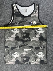 NBA Basketball Tank Top Mens M Gray Camo Sleeveless Jersey Athletic Mesh Logo