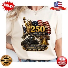 Patriotic Railroad Shirt Big Boy 4014 Independence Day Graphic S-5XL