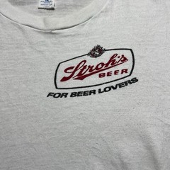 Vintage 50s 60s Stroh’s Beer Blue Label Velva Sheen Shirt Size Large Distressed