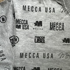 MECCA USA LOGO AOP All Over Print T Shirt Y2K Hip Hop Mens L NWOT Urban Wear