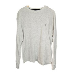 Polo Ralph Lauren Mens XL GrayCream Waffle Knit Thermal Long Sleeve Shirt Cotton