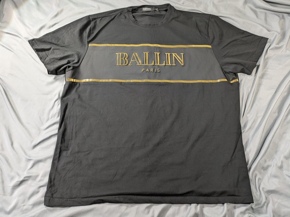 Hudson Outerwear Shirt Mens 4XL Black Ballin Paris Gold Foil Logo Graphic Tee