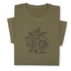 Peony Embroidered T-Shirt, Custom Color Floral Tee, Botanical Gift Shirt