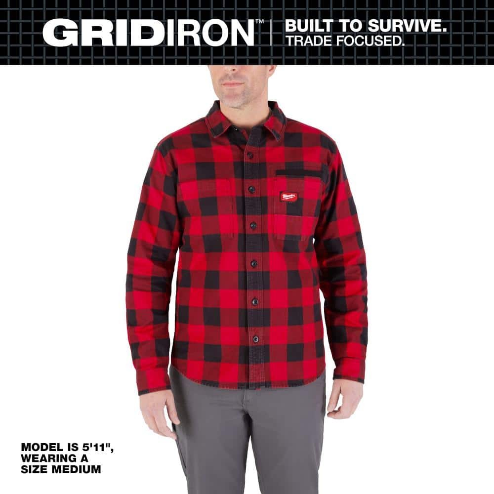 Milwaukee Men’s Large Red GRIDIRON Flannel Shirt