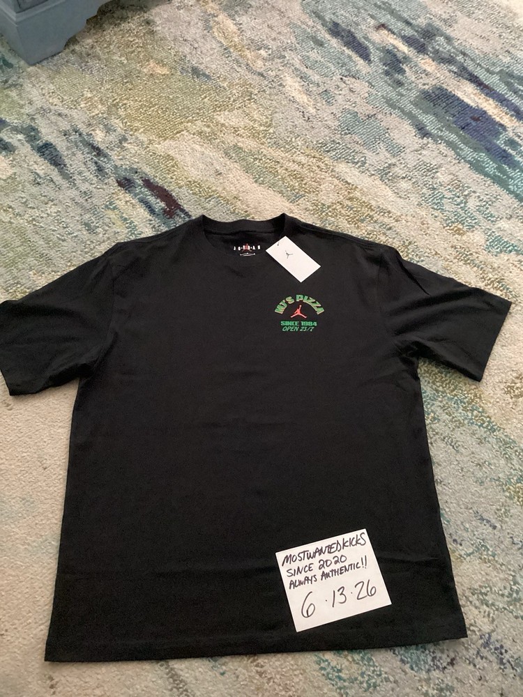 NWT Nike Air Jordan Graphic MJ’s Pizza 23 Black T-Shirt Men’s Sz L FREE SHIP