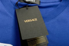Versace Men’s Blue Logo Print Crewneck Short Sleeve T-Shirt US 2XL IT 56