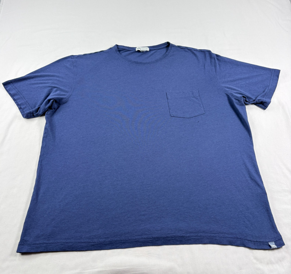 Peter Millar Shirt Mens XL Blue Seaside Summer Soft Pocket Tee Stretch Crew Neck