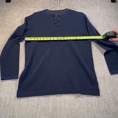 Marc Edwards Mens Navy Blue Henley Neck Thermal Shirt Long Sleeve Size M