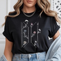 BTS Floral Logo T-Shirt Kpop Fan Apparel