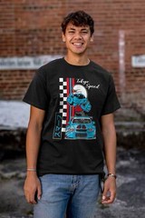 The Smurf Kanji Tokyo Speed Racecar Driver Mens Casual Crewneck T Shirts Tees