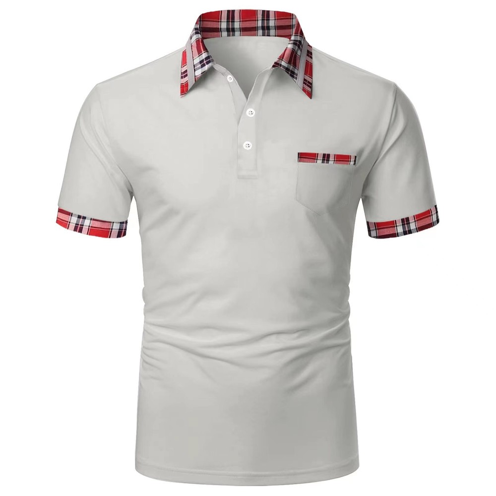 Lapel Men’s T-Shirt Summer Fashion Casual Blouse Business Solid Color V-neck