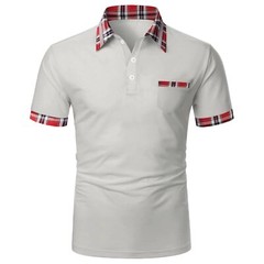 Lapel Men’s T-Shirt Summer Fashion Casual Blouse Business Solid Color V-neck