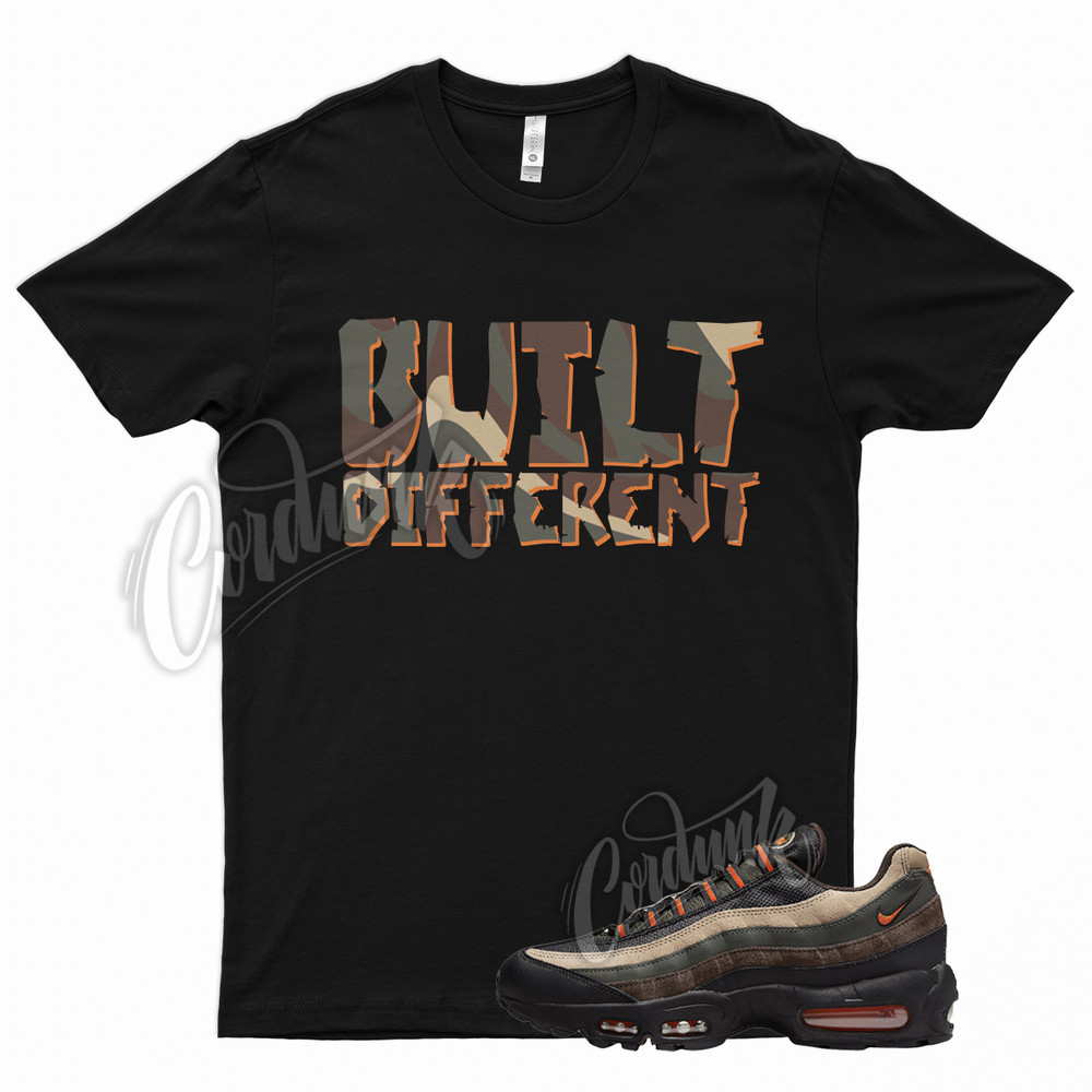 Black BUILT T Shirt for Air Max 95 Dark Army Orange Blaze Tweed Cinder